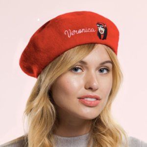 Embroidered Wool Betty and Veronica Red Beret